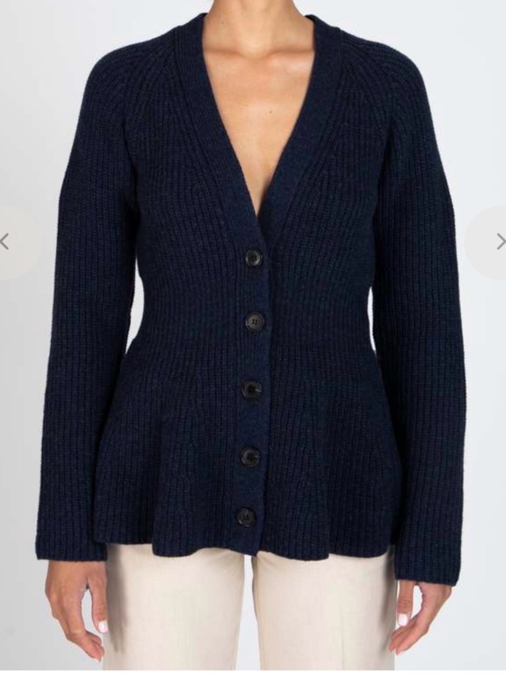 10 Crosby Derek Lam Navy Ribbed Button-Front Cardigan